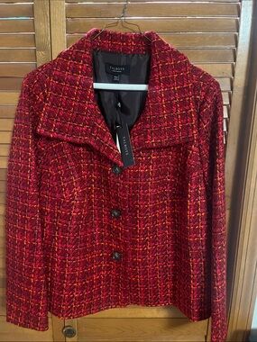 Talbots Red Tweed Button-Front Blazer Jacket NWT Size 16WP